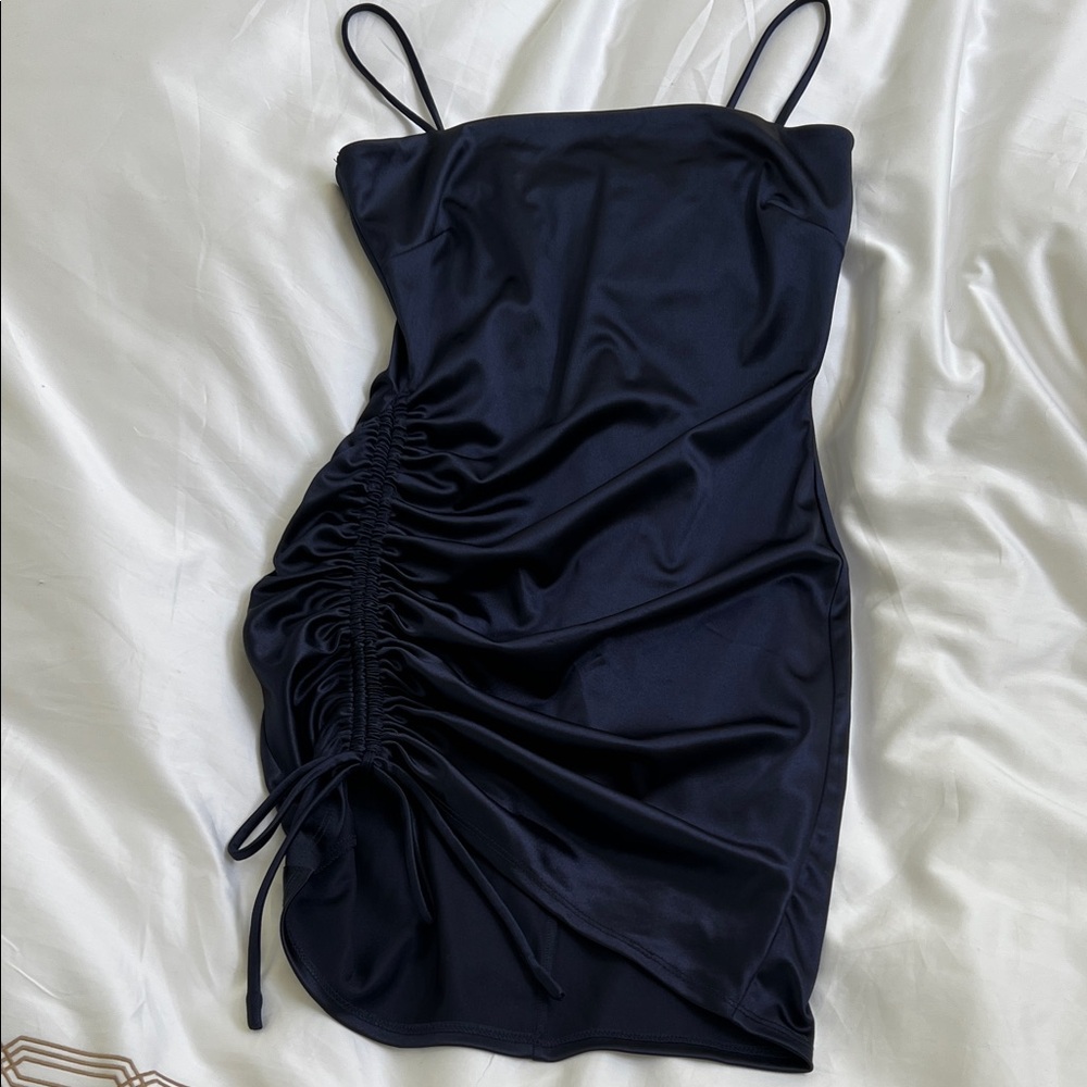 Windsor Midnight Blue Ruched Mini Dress